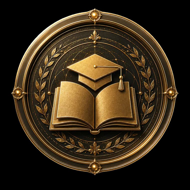 Golden education symbol with an open book and academic cap